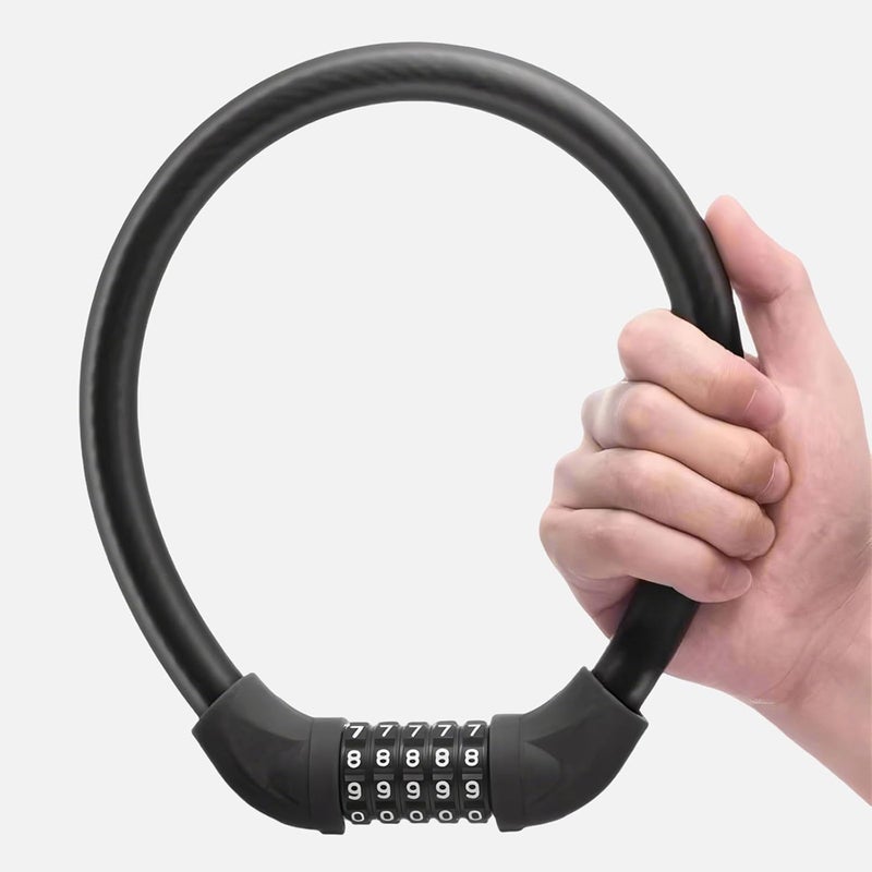 HAKSEIFA Bike Lock,Black Heavy Duty Anti Theft Bike U Locks,Upgraded High Security 5 Digit Resettable Combination Password Bicycle U-Lock,17.4mm Thicken Steel Shackle Locks for Electric Bike,Scooter,Motorcycle - Image 1